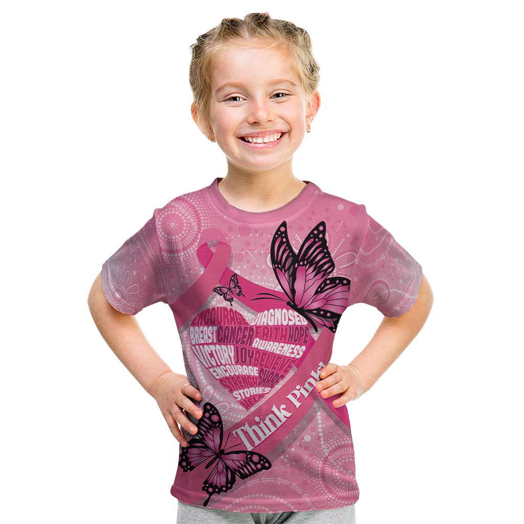Australia Breast Cancer Awareness Month Kid T Shirt Pink Ribbon Mix Butterflies