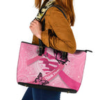 Australia Breast Cancer Awareness Month Leather Tote Bag Pink Ribbon Mix Butterflies