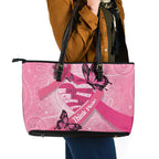 Australia Breast Cancer Awareness Month Leather Tote Bag Pink Ribbon Mix Butterflies