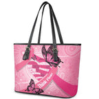 Australia Breast Cancer Awareness Month Leather Tote Bag Pink Ribbon Mix Butterflies