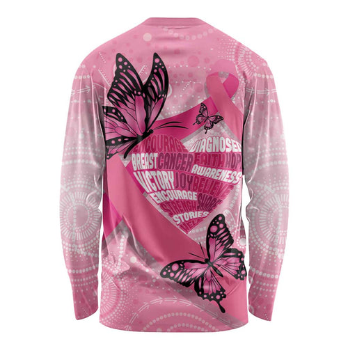 Australia Breast Cancer Awareness Month Long Sleeve Shirt Pink Ribbon Mix Butterflies