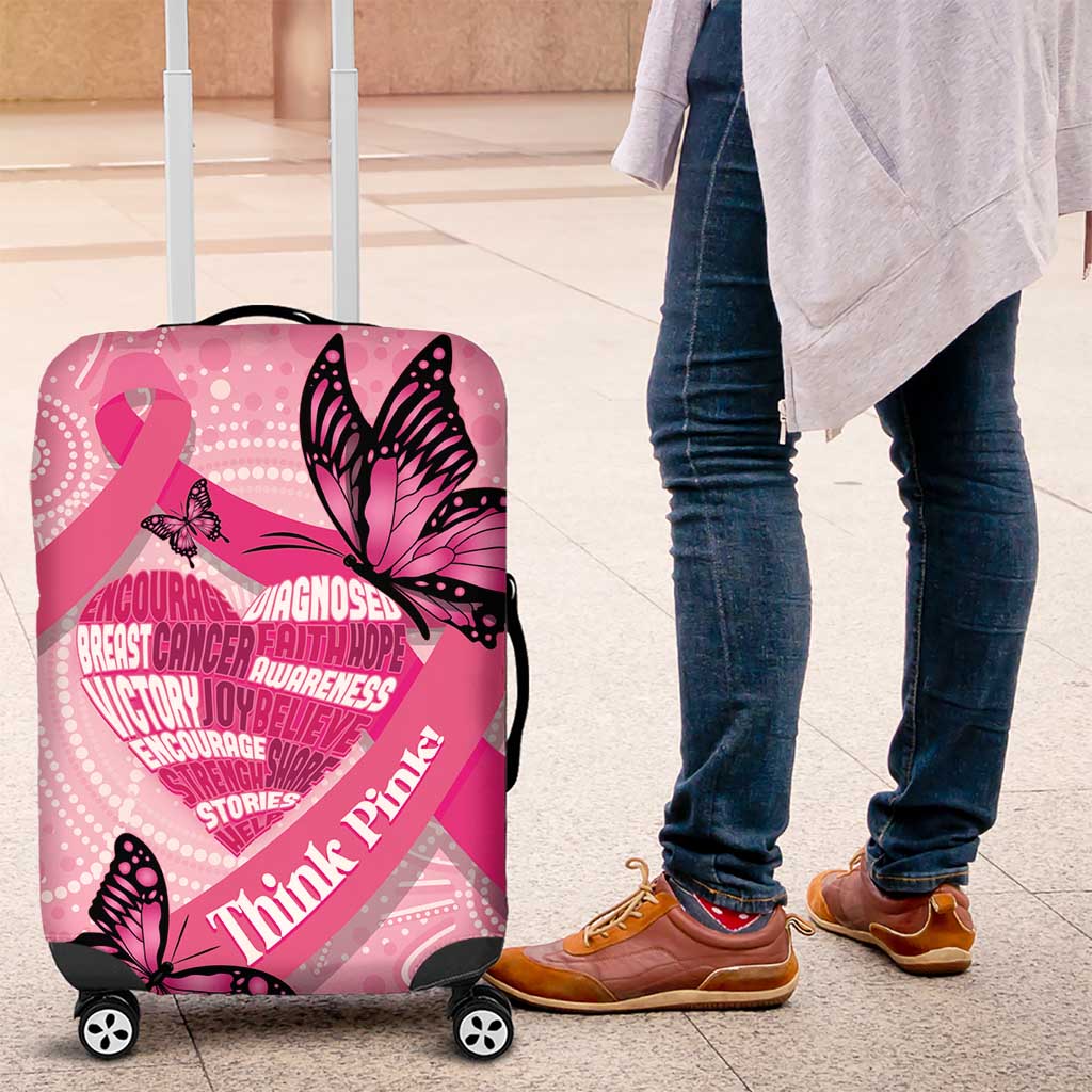 Australia Breast Cancer Awareness Month Luggage Cover Pink Ribbon Mix Butterflies