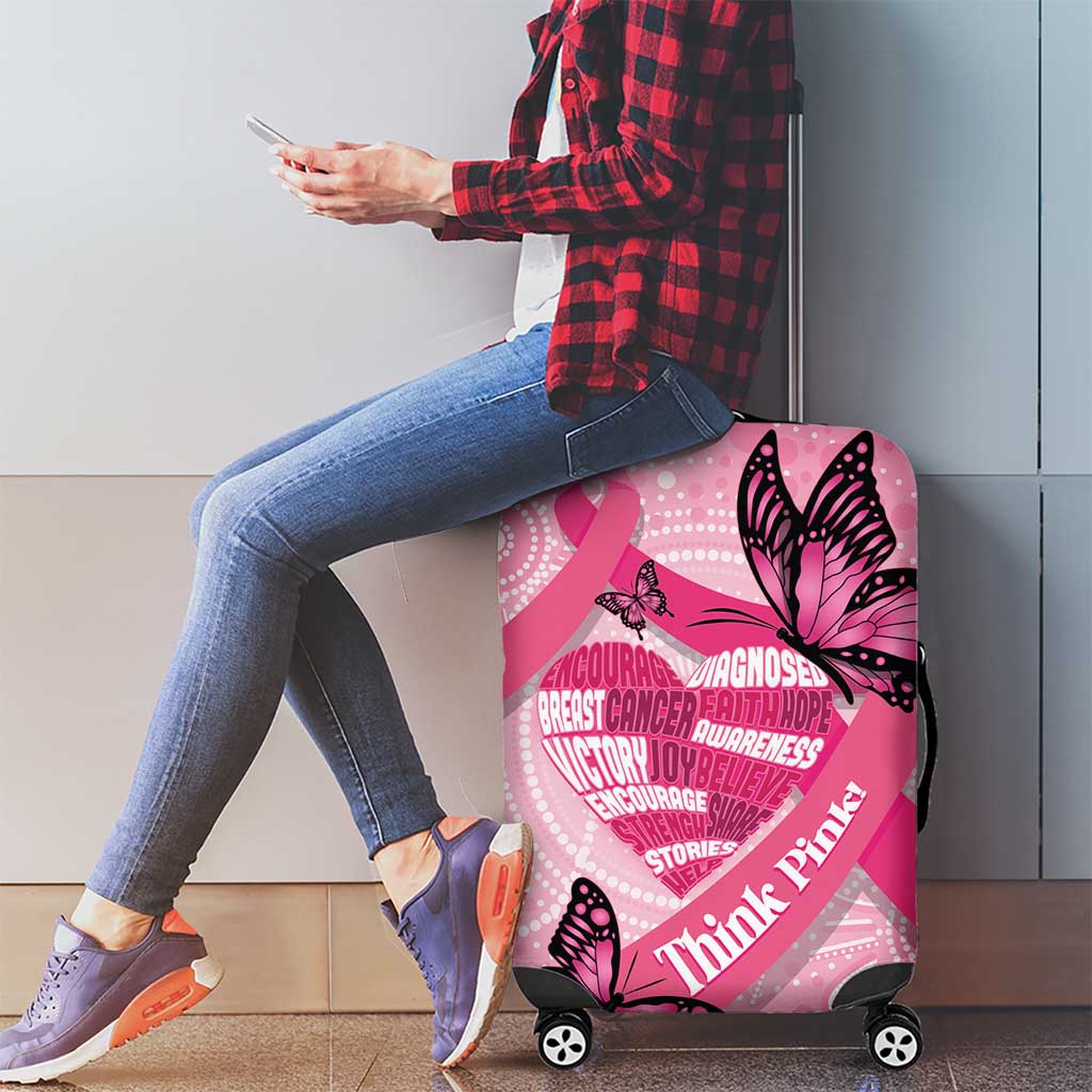 Australia Breast Cancer Awareness Month Luggage Cover Pink Ribbon Mix Butterflies