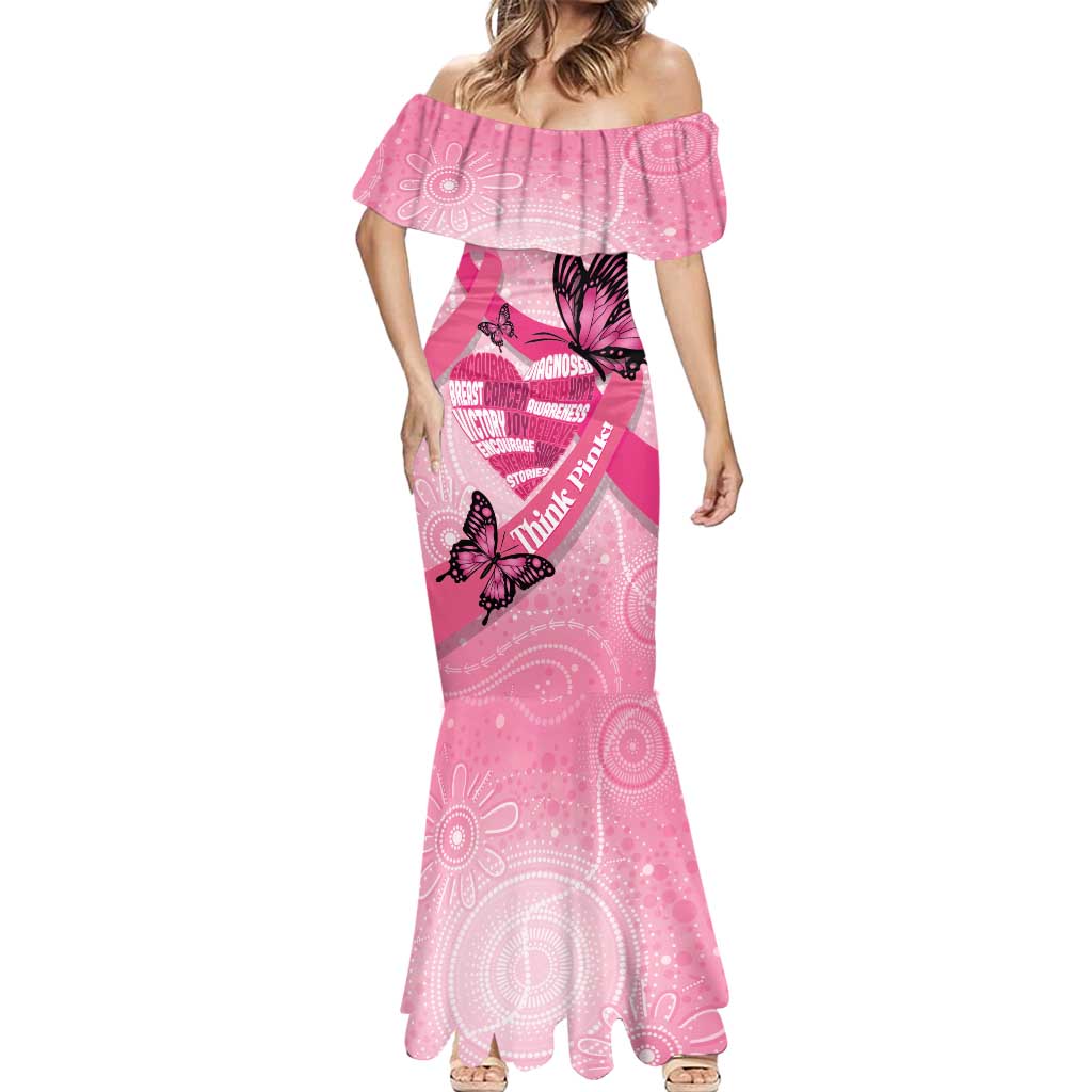 Australia Breast Cancer Awareness Month Mermaid Dress Pink Ribbon Mix Butterflies