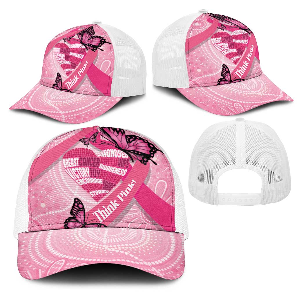 Australia Breast Cancer Awareness Month Mesh Trucker Cap Pink Ribbon Mix Butterflies - Aussie Hoodie