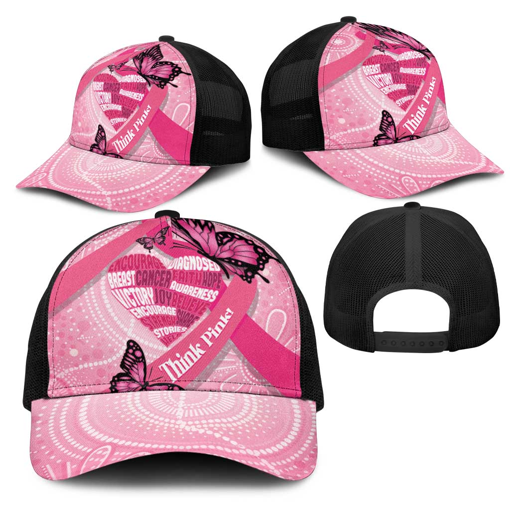 Australia Breast Cancer Awareness Month Mesh Trucker Cap Pink Ribbon Mix Butterflies - Aussie Hoodie