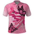 Australia Breast Cancer Awareness Month Polo Shirt Pink Ribbon Mix Butterflies