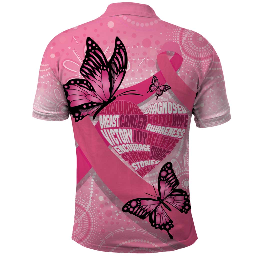 Australia Breast Cancer Awareness Month Polo Shirt Pink Ribbon Mix Butterflies