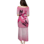 Australia Breast Cancer Awareness Month Puletasi Pink Ribbon Mix Butterflies