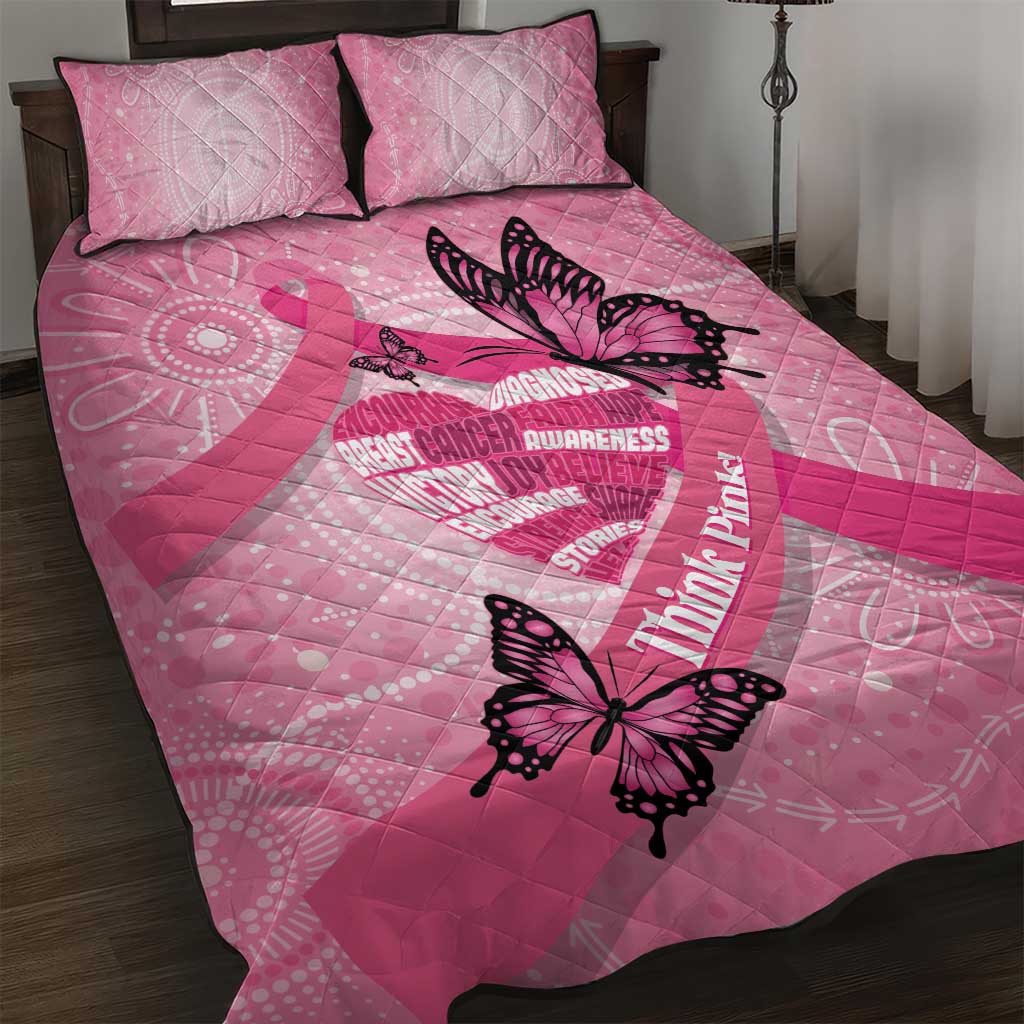 Australia Breast Cancer Awareness Month Quilt Bed Set Pink Ribbon Mix Butterflies