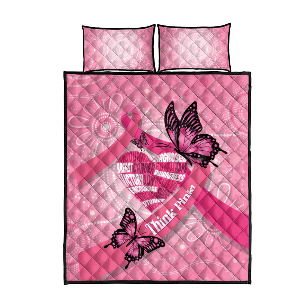 Australia Breast Cancer Awareness Month Quilt Bed Set Pink Ribbon Mix Butterflies