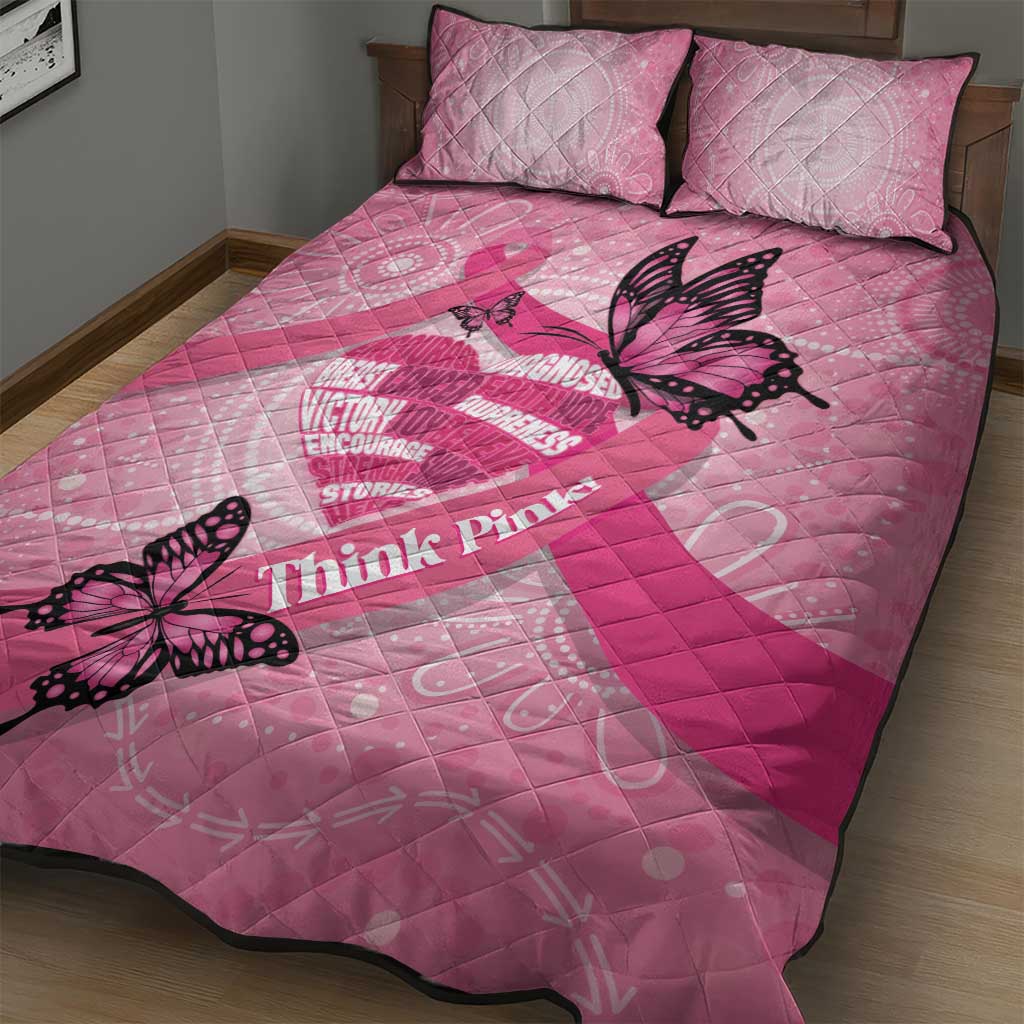 Australia Breast Cancer Awareness Month Quilt Bed Set Pink Ribbon Mix Butterflies
