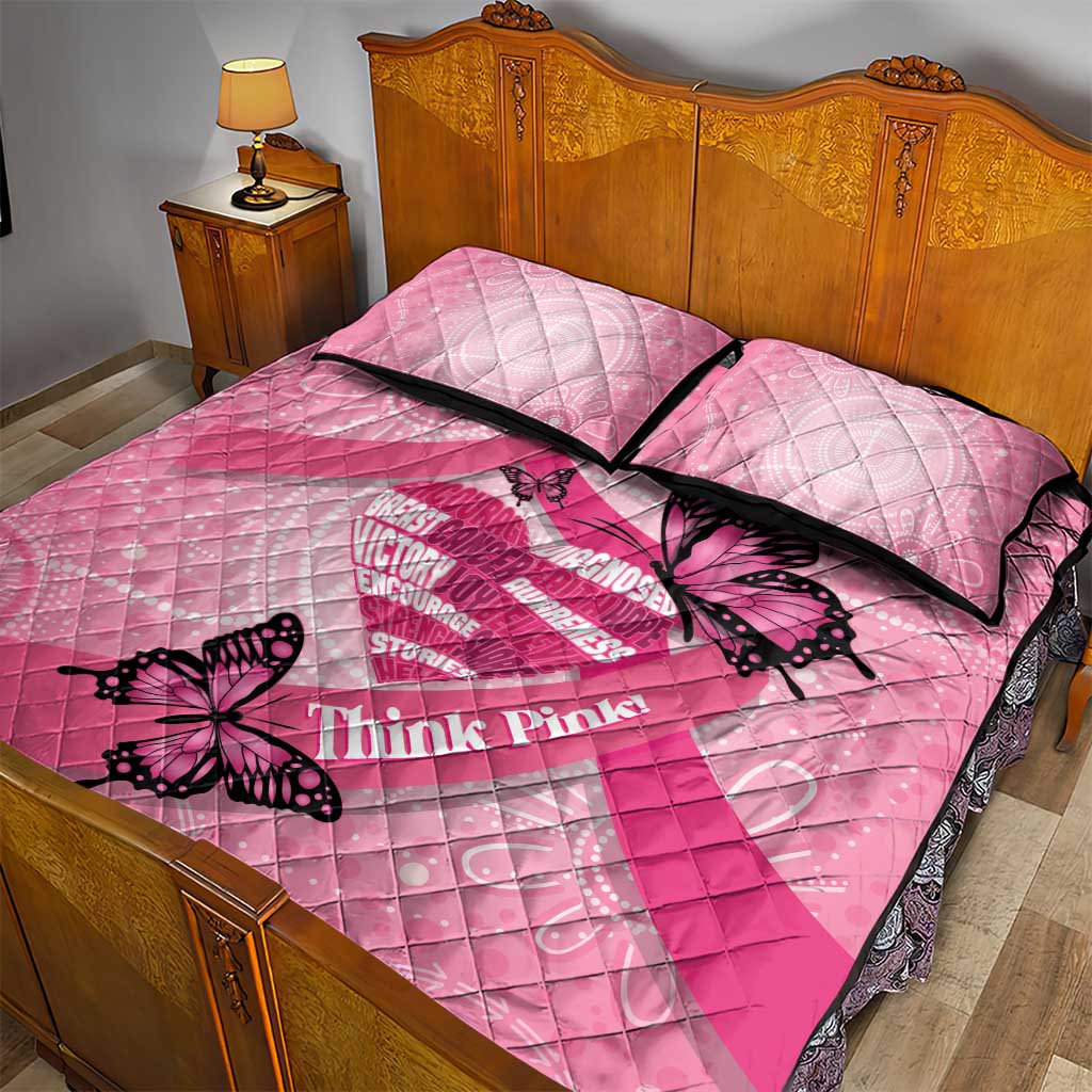 Australia Breast Cancer Awareness Month Quilt Bed Set Pink Ribbon Mix Butterflies