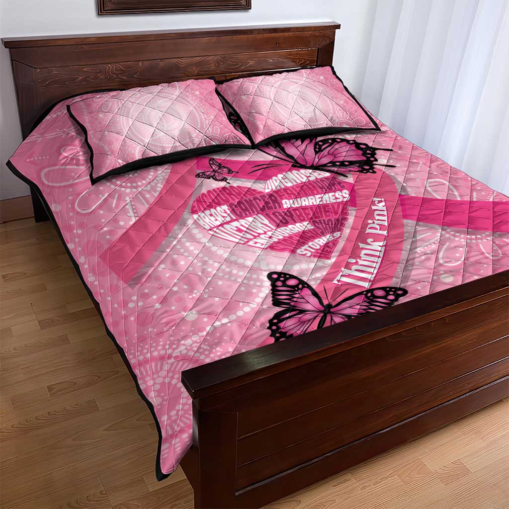 Australia Breast Cancer Awareness Month Quilt Bed Set Pink Ribbon Mix Butterflies