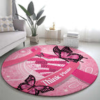 Australia Breast Cancer Awareness Month Round Carpet Pink Ribbon Mix Butterflies