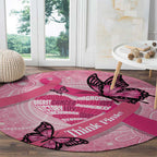 Australia Breast Cancer Awareness Month Round Carpet Pink Ribbon Mix Butterflies