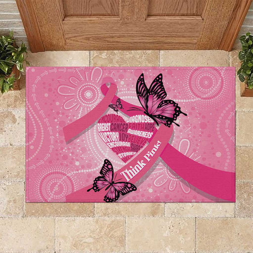 Australia Breast Cancer Awareness Month Rubber Doormat Pink Ribbon Mix Butterflies