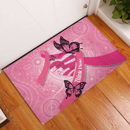 Australia Breast Cancer Awareness Month Rubber Doormat Pink Ribbon Mix Butterflies