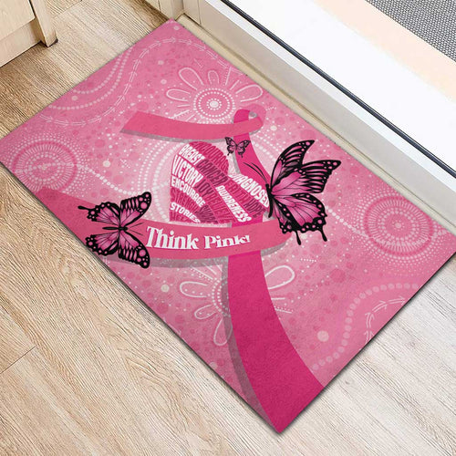 Australia Breast Cancer Awareness Month Rubber Doormat Pink Ribbon Mix Butterflies