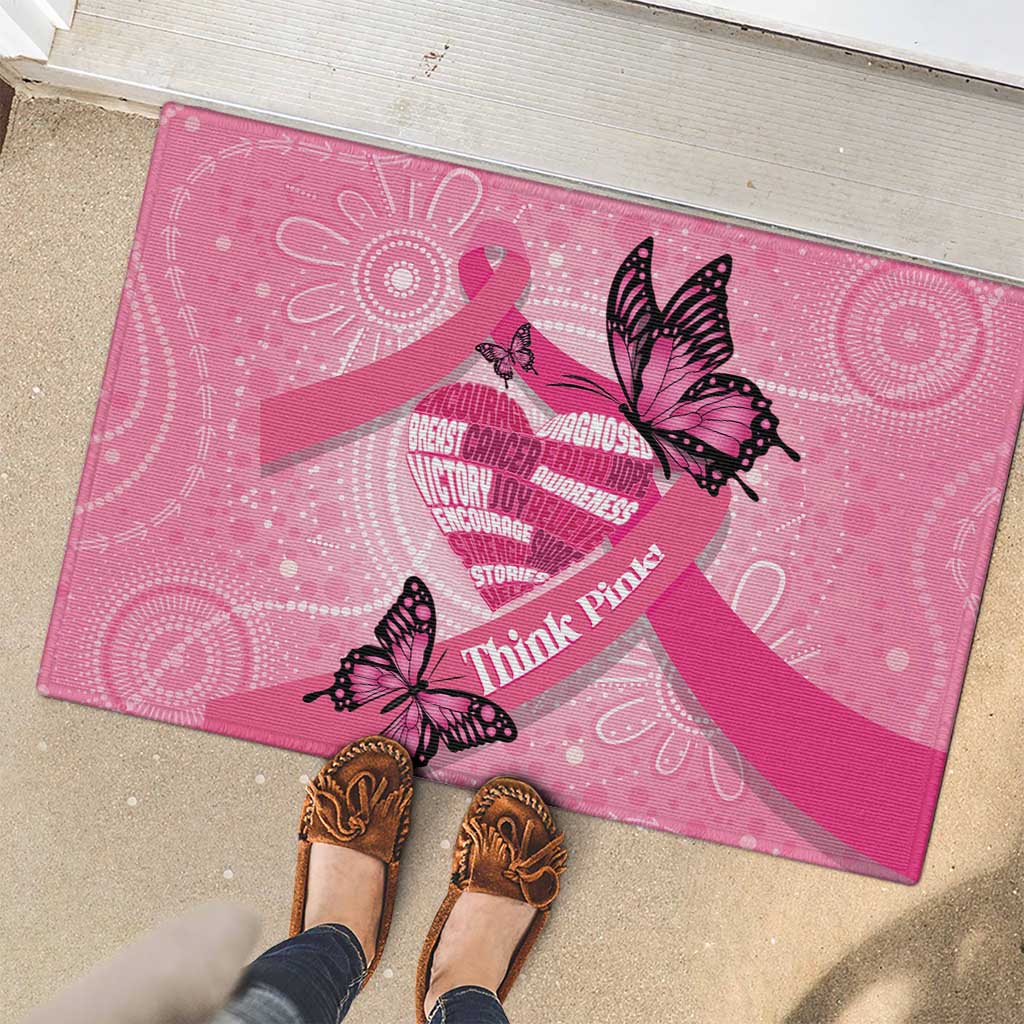 Australia Breast Cancer Awareness Month Rubber Doormat Pink Ribbon Mix Butterflies