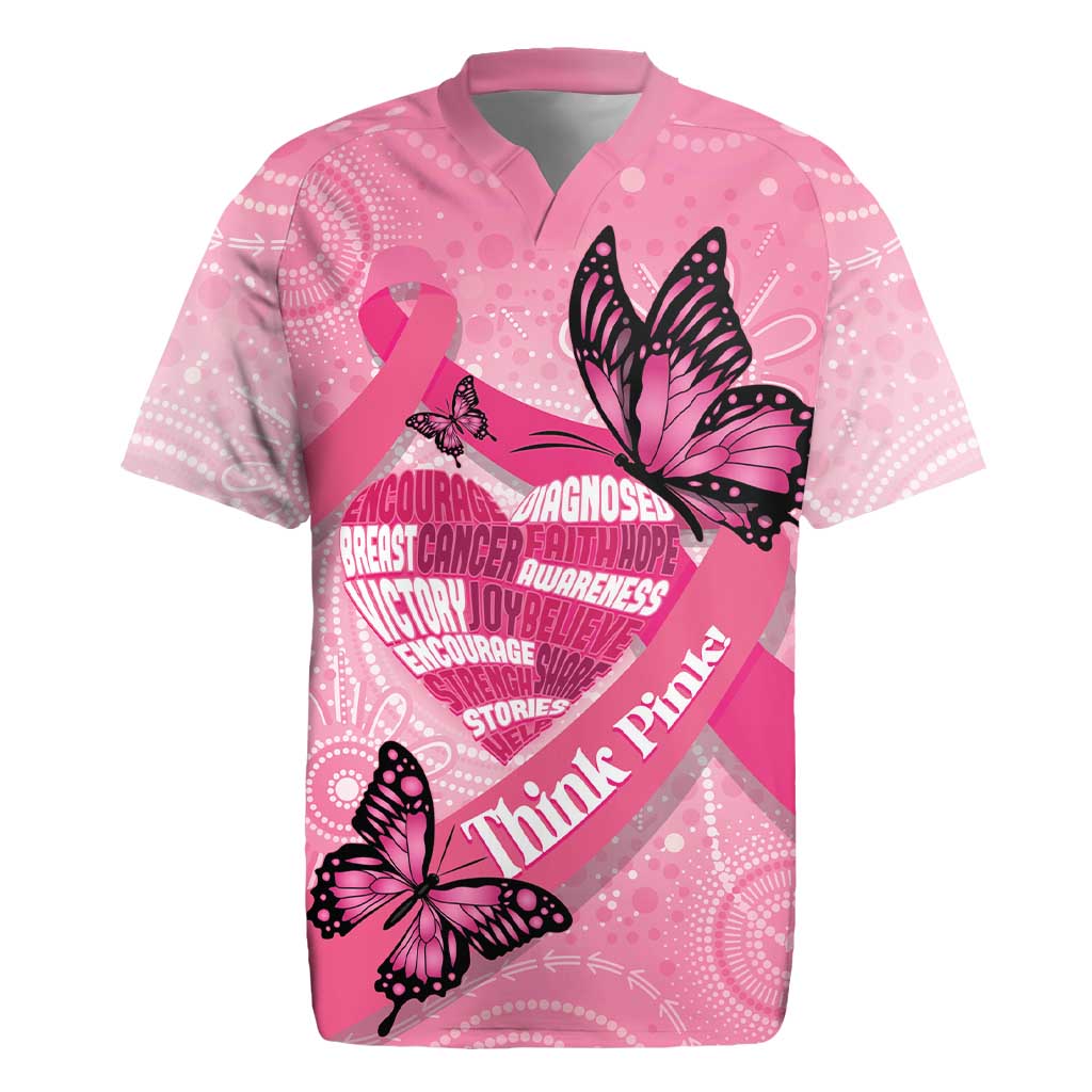 Australia Breast Cancer Awareness Month Rugby Jersey Pink Ribbon Mix Butterflies
