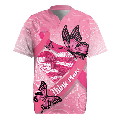 Australia Breast Cancer Awareness Month Rugby Jersey Pink Ribbon Mix Butterflies