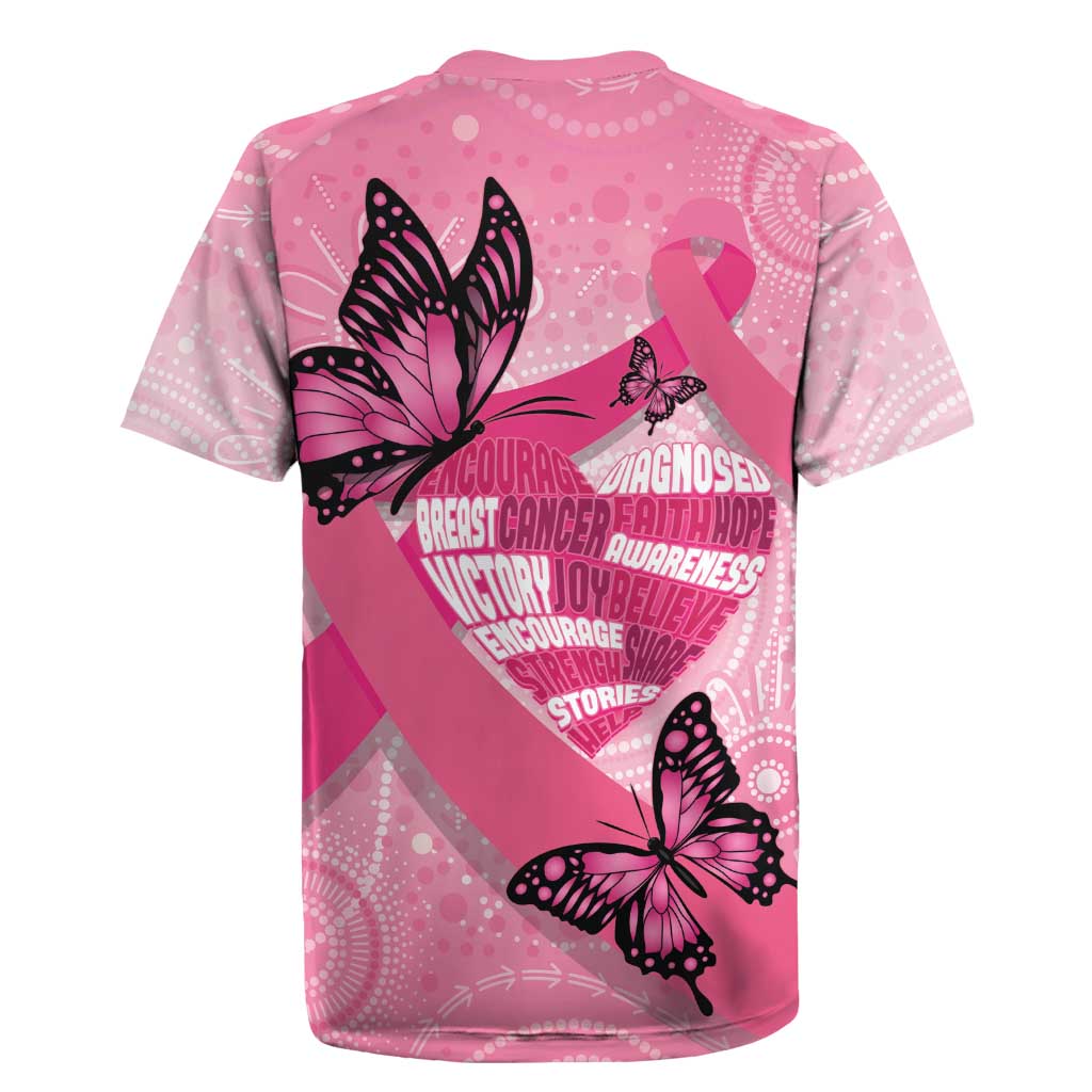 Australia Breast Cancer Awareness Month Rugby Jersey Pink Ribbon Mix Butterflies