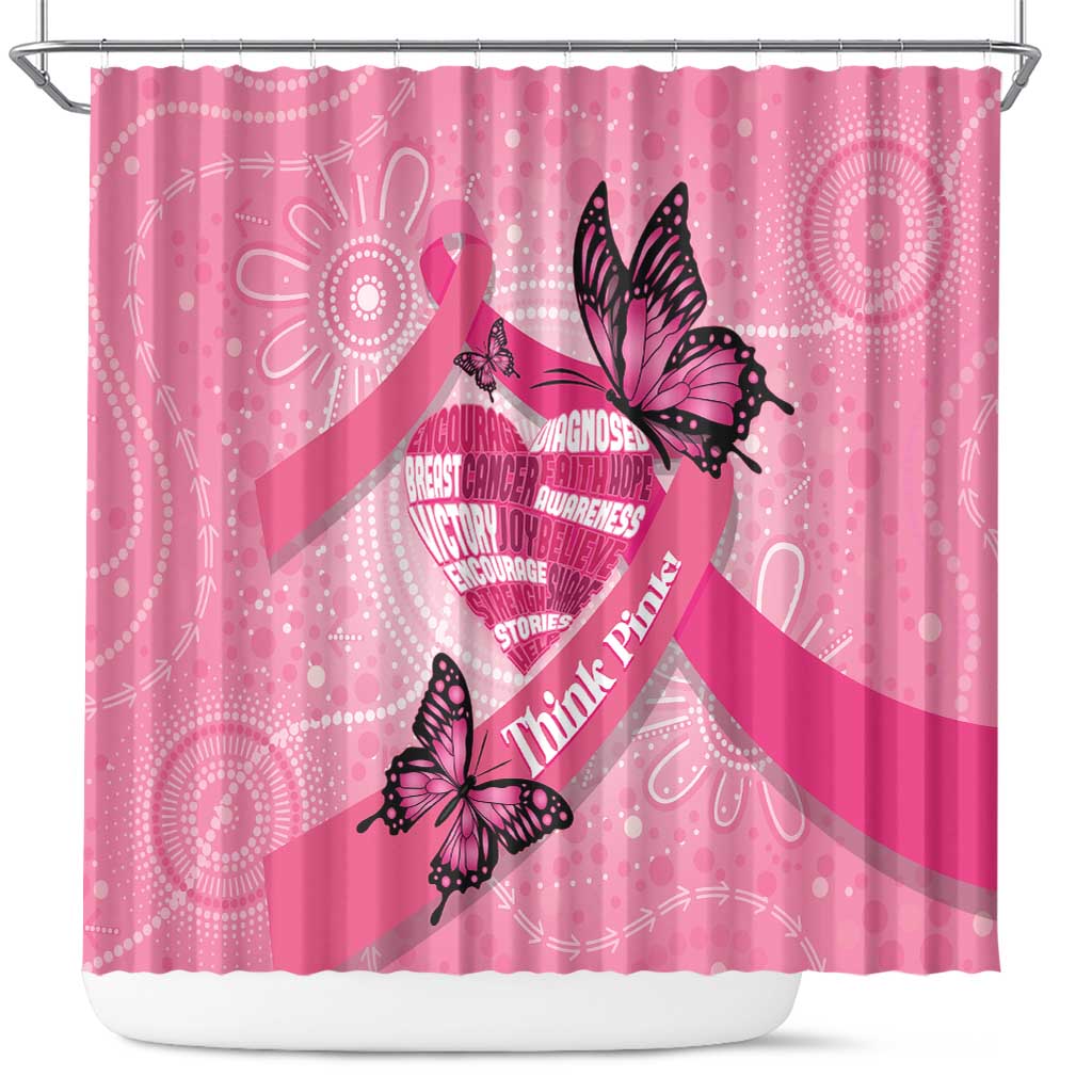 Australia Breast Cancer Awareness Month Shower Curtain Pink Ribbon Mix Butterflies