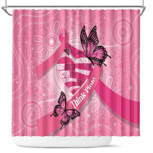 Australia Breast Cancer Awareness Month Shower Curtain Pink Ribbon Mix Butterflies