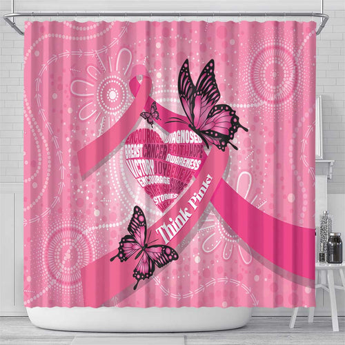 Australia Breast Cancer Awareness Month Shower Curtain Pink Ribbon Mix Butterflies