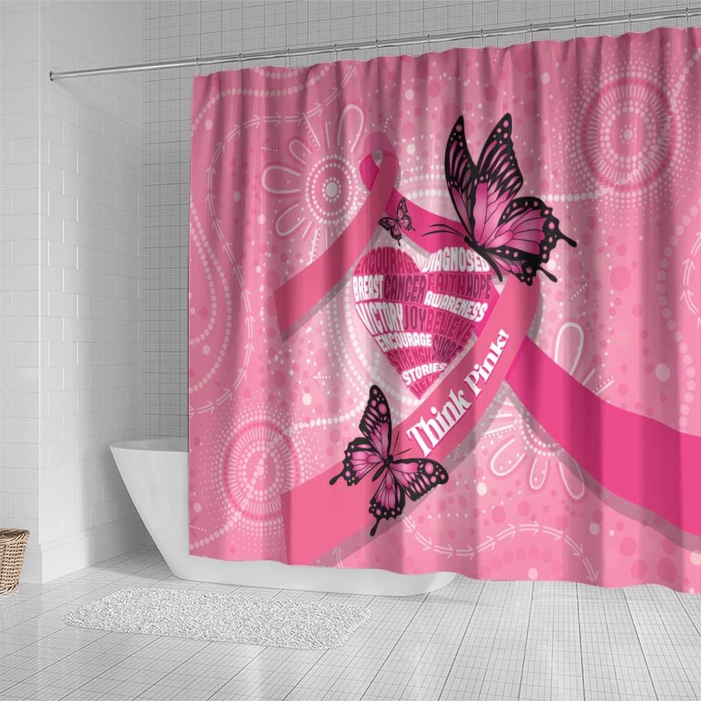 Australia Breast Cancer Awareness Month Shower Curtain Pink Ribbon Mix Butterflies