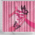 Australia Breast Cancer Awareness Month Shower Curtain Pink Ribbon Mix Butterflies