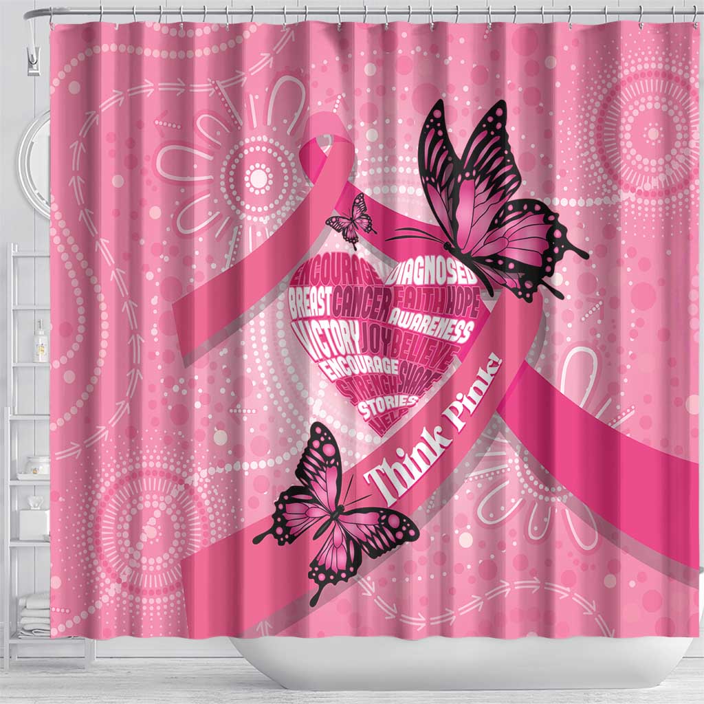 Australia Breast Cancer Awareness Month Shower Curtain Pink Ribbon Mix Butterflies