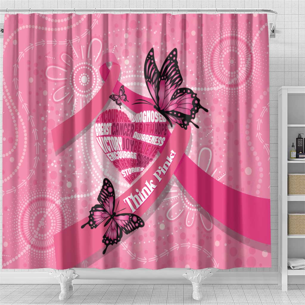 Australia Breast Cancer Awareness Month Shower Curtain Pink Ribbon Mix Butterflies