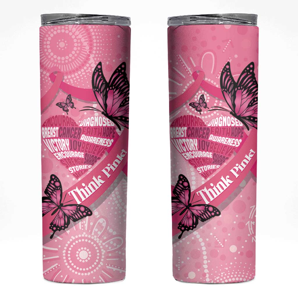 Australia Breast Cancer Awareness Month Skinny Tumbler Pink Ribbon Mix Butterflies
