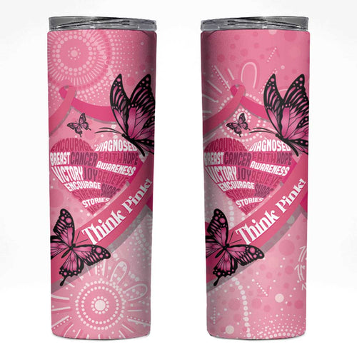 Australia Breast Cancer Awareness Month Skinny Tumbler Pink Ribbon Mix Butterflies