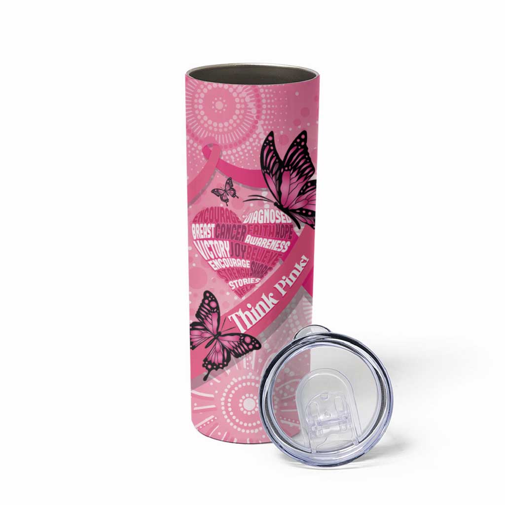 Australia Breast Cancer Awareness Month Skinny Tumbler Pink Ribbon Mix Butterflies