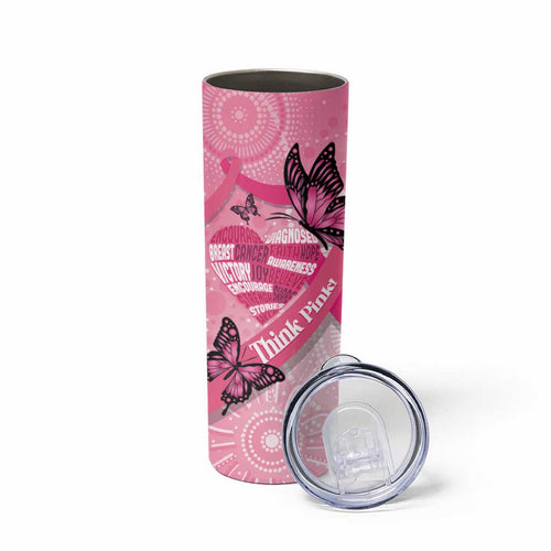 Australia Breast Cancer Awareness Month Skinny Tumbler Pink Ribbon Mix Butterflies