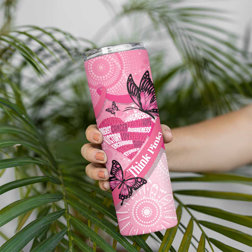 Australia Breast Cancer Awareness Month Skinny Tumbler Pink Ribbon Mix Butterflies