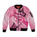 Australia Breast Cancer Awareness Month Sleeve Zip Bomber Jacket Pink Ribbon Mix Butterflies