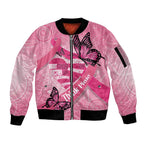 Australia Breast Cancer Awareness Month Sleeve Zip Bomber Jacket Pink Ribbon Mix Butterflies