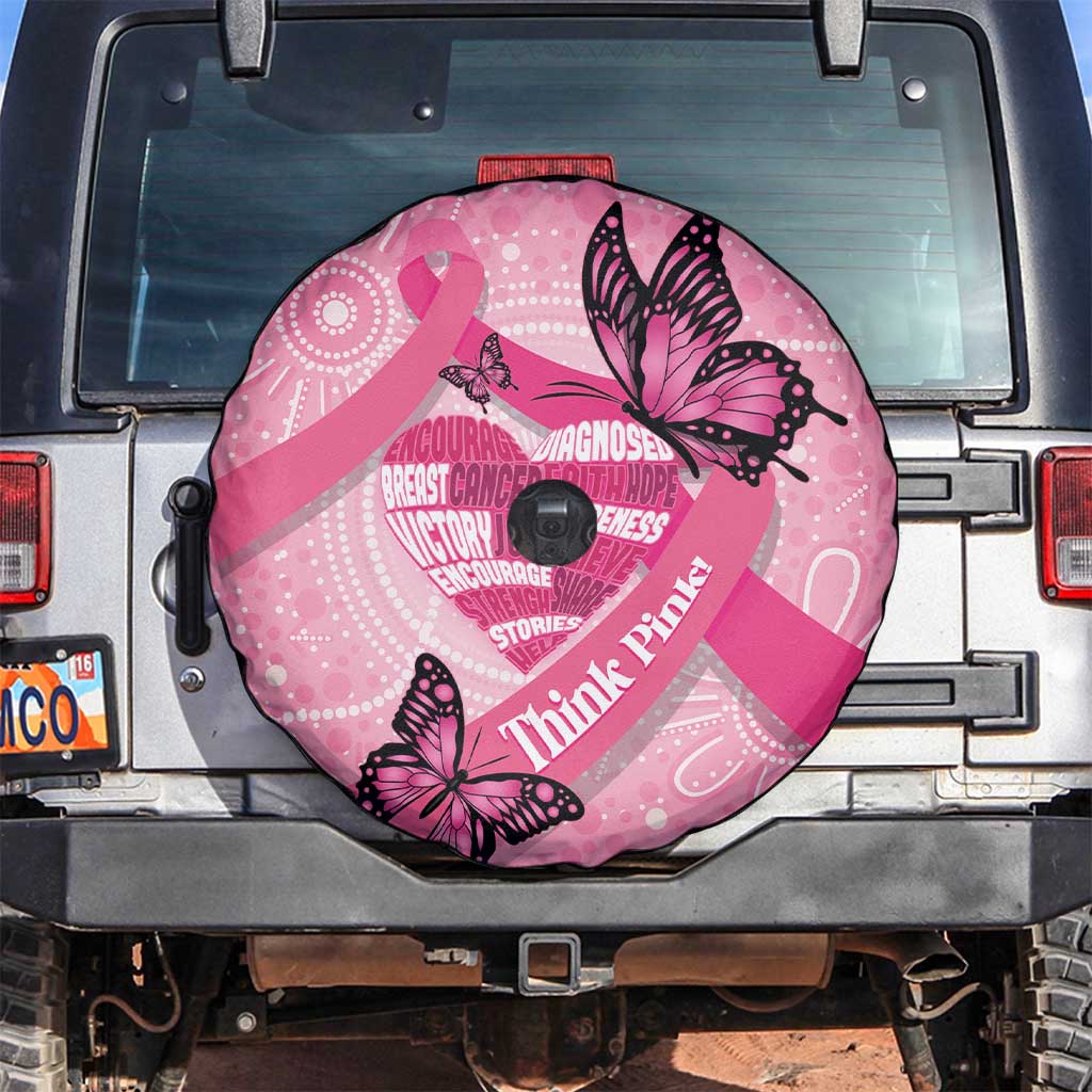 Australia Breast Cancer Awareness Month Spare Tire Cover Pink Ribbon Mix Butterflies