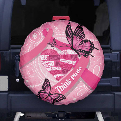 Australia Breast Cancer Awareness Month Spare Tire Cover Pink Ribbon Mix Butterflies
