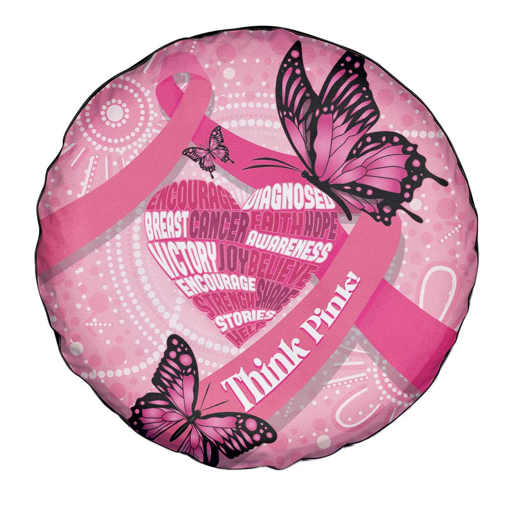 Australia Breast Cancer Awareness Month Spare Tire Cover Pink Ribbon Mix Butterflies