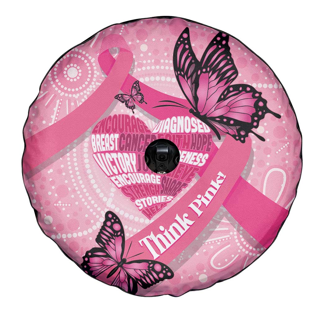 Australia Breast Cancer Awareness Month Spare Tire Cover Pink Ribbon Mix Butterflies