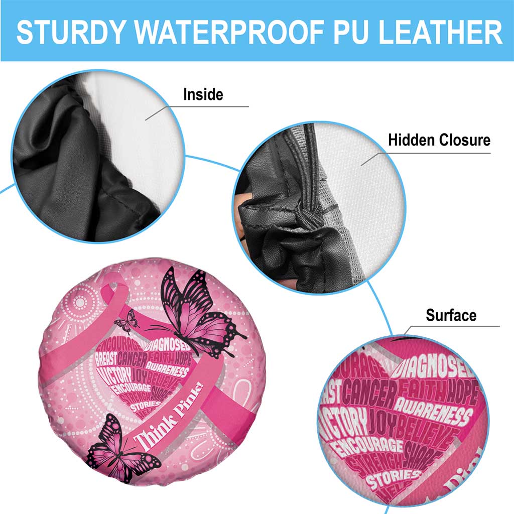 Australia Breast Cancer Awareness Month Spare Tire Cover Pink Ribbon Mix Butterflies