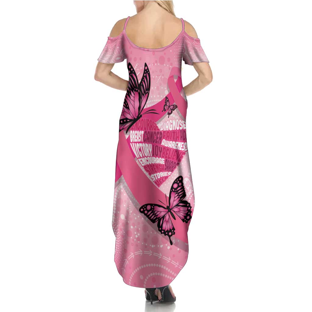 Australia Breast Cancer Awareness Month Summer Maxi Dress Pink Ribbon Mix Butterflies