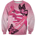 Australia Breast Cancer Awareness Month Sweatshirt Pink Ribbon Mix Butterflies