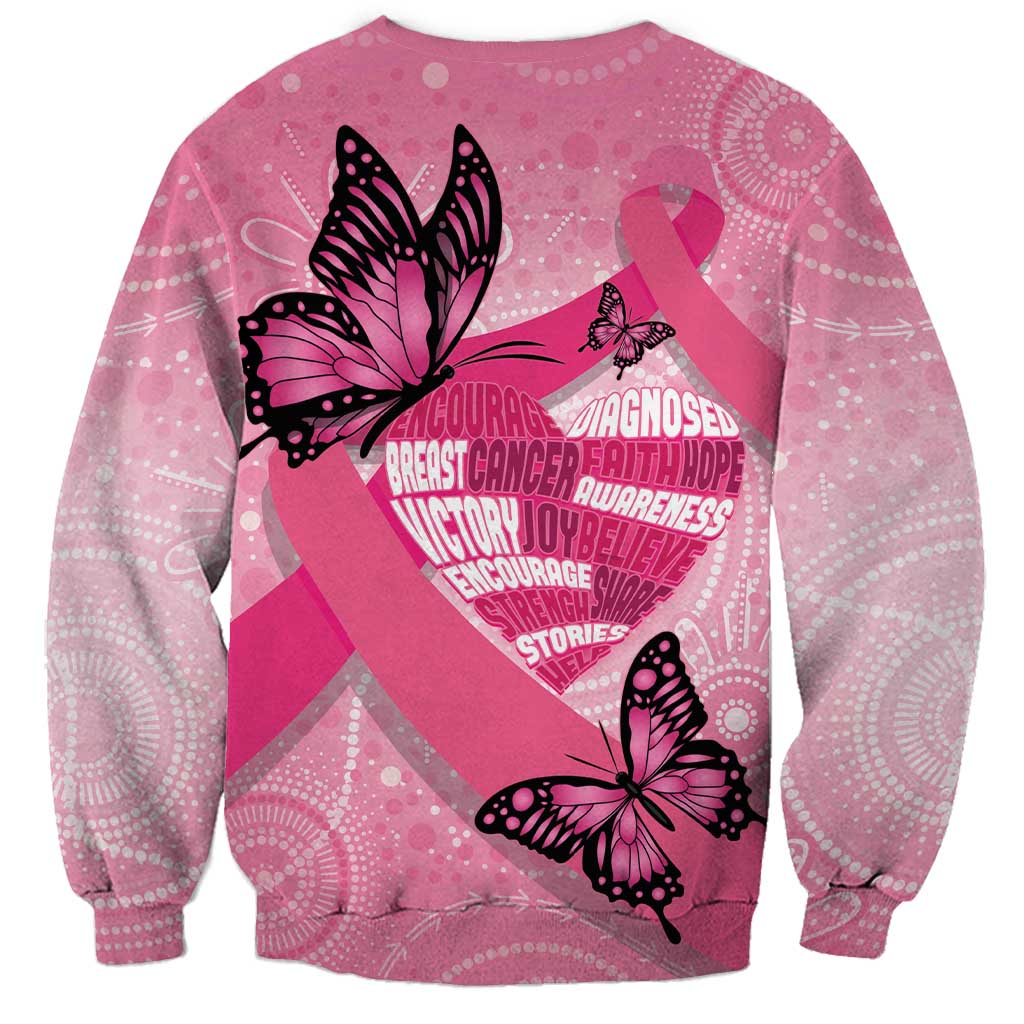 Australia Breast Cancer Awareness Month Sweatshirt Pink Ribbon Mix Butterflies