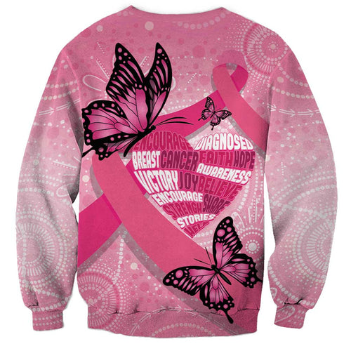 Australia Breast Cancer Awareness Month Sweatshirt Pink Ribbon Mix Butterflies